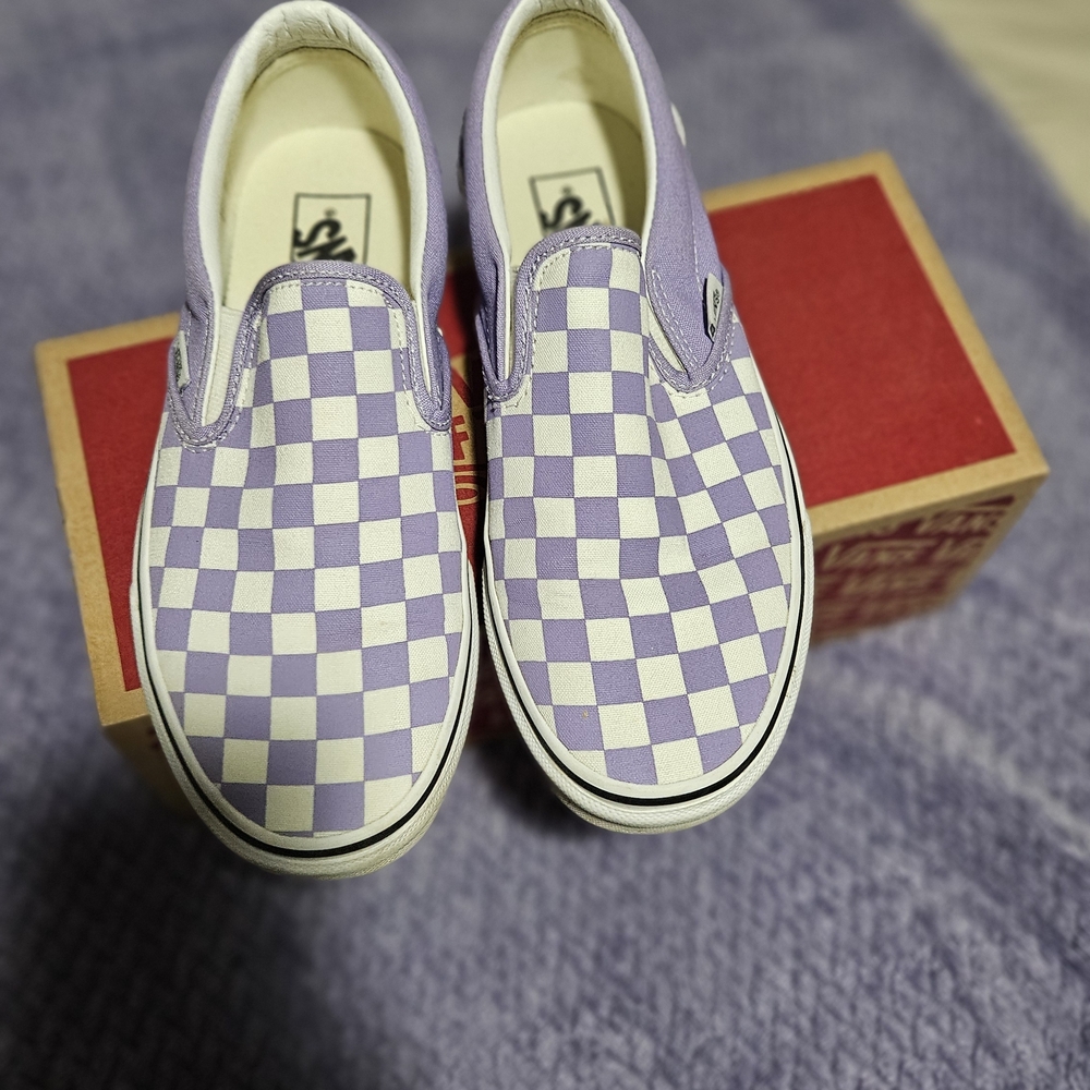 Vans Lavender Checkered Slip-On Sneakers